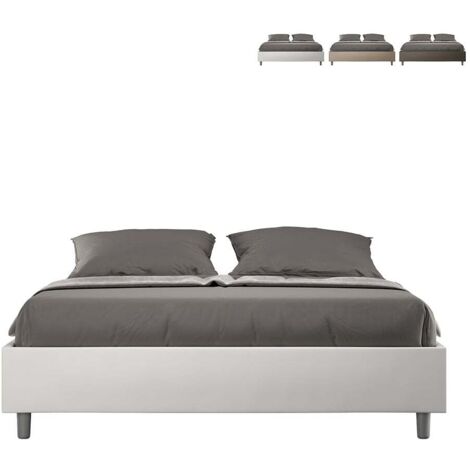 Letto matrimoniale con rete imbottito 160x200 similpelle bianco Azelia (1/5)