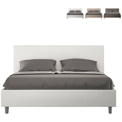 Letto matrimoniale con rete imbottito 160x200 similpelle bianco Adele (1/5)