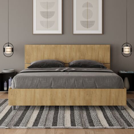 Letto matrimoniale contenitore 160x190 testata dritta quercia Demas (1/5)