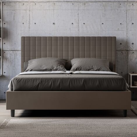 Letto matrimoniale con rete imbottito 160x210 similpelle cappuccino Sunny (1/4)