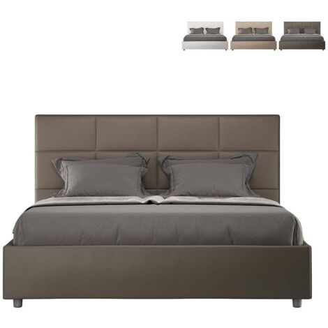 Letto matrimoniale con rete imbottito 160x200 similpelle cappuccino Mika (1/5)