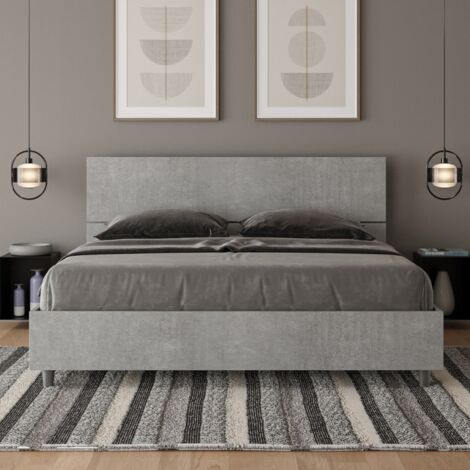Letto matrimoniale senza rete 160x190 testata inclinata cemento Demas (1/4)