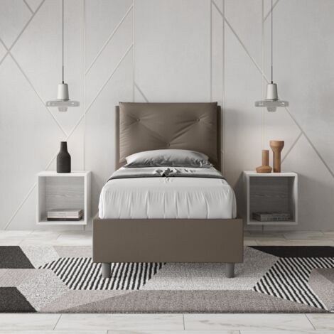 Letto singolo con rete imbottito 80x200 similpelle cappuccino Appia (1/4)