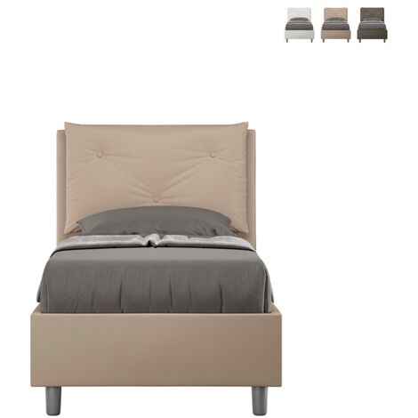 Letto singolo con rete imbottito 80x190 similpelle cappuccino Appia (1/5)