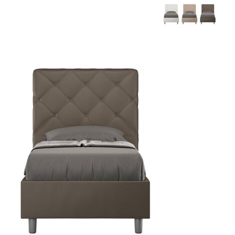 Letto singolo con rete imbottito 80x190 similpelle cappuccino Priya (1/5)