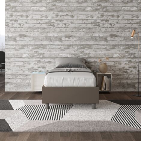 Letto singolo contenitore imbottito 80x200 similpelle cappuccino Azelia (1/5)