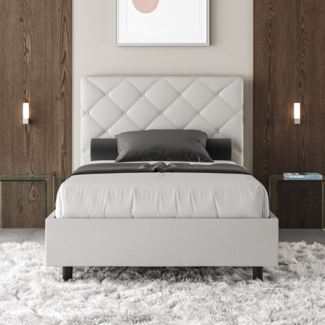 Letto una piazza e mezza contenitore imbottito 120x200 similpelle bianco Priya (1/5)