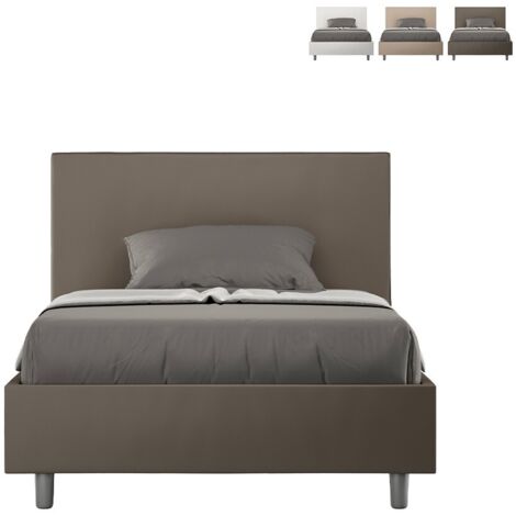 Letto una piazza e mezza con rete imbottito 120x190 similpelle cappuccino Adele (1/5)