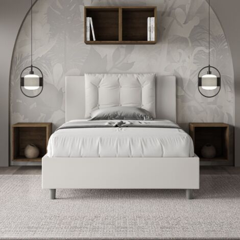 Letto una piazza e mezza senza rete imbottito 120x200 similpelle bianco Annalisa (1/4)