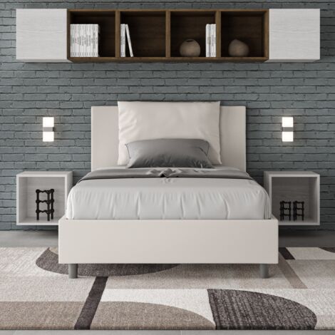 Letto una piazza e mezza senza rete imbottito 120x200 similpelle bianco Antea (1/4)