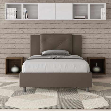 Letto una piazza e mezza senza rete imbottito 120x200 similpelle cappuccino Appia (1/4)
