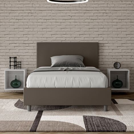 Letto una piazza e mezza contenitore imbottito 120x190 similpelle cappuccino Adele (1/5)
