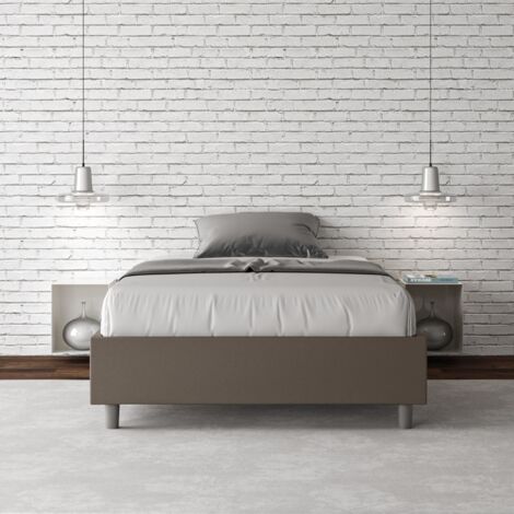 Letto matrimoniale francese contenitore imbottito 140x190 similpelle cappuccino Azelia (1/5)