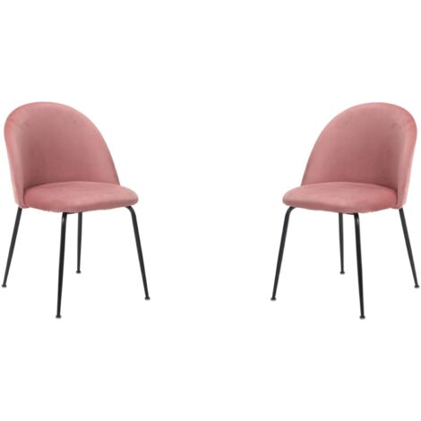 Sedia da cucina velluto Rosa e gambe in metallo Nero - PARIS 2 sedie (1/5)