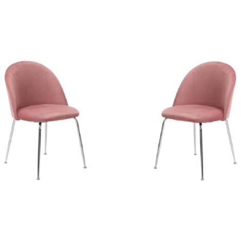 Sedia da pranzo in velluto Rosa con gambe in metallo Cromo - PARIS 2 sedie (1/5)