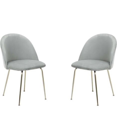 Sedia poltroncina in velluto Grigio Chiaro con gambe in metallo Oro - PARIS 2 sedie (1/5)