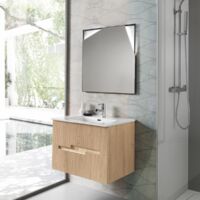 Mobile Bagno Sospeso Amalfi 110cm Base Colore Rovere Americano e Top  Colore Portuna Wenge Con Ciotola