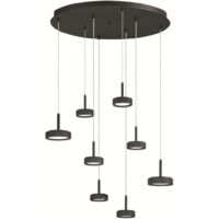Lampada a sospensione 60 cm NINA in metallo verniciato Nero 8 Luci Led