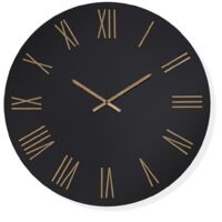 Orologio rotondo D80 cm ROWAN in cristallo laccato Nero e numeri Rame