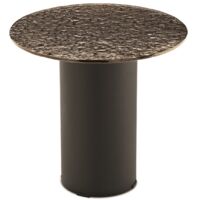 Tavolino tondo WAYLON 45 con base in metallo Nero e piano in vetro martellato Bronzo
