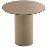 Tavolino tondo WAYLON 45 con base in metallo Beige e piano in vetro Bronzo