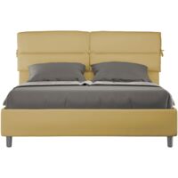 Letto matrimoniale e rete 160x190 in microfibra ocra Nandy