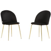 Sedia da pranzo in velluto Nero con gambe in metallo Oro - PARIS 2 sedie