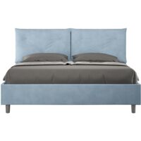 Letto matrimoniale e rete 160x190 in microfibra azzurro Appia