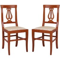 Sedia in legno massello Ciliegio con seduta imbottita LIRA SET 2 pezzi