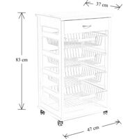 Carrello da cucina portafrutta con 3 cestelli senza base LACCATO TORTORA