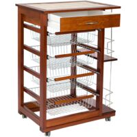 Carrello da cucina moderno con ruote cassetto anta legno rovere