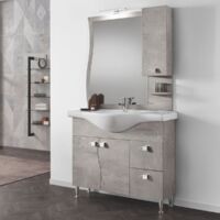 Mobile bagno 105 cm - Cemento Chiaro - 2 ante e cassetti - Onda
