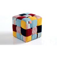 Pouf poggiapiedi in tessuto patchwork 35x35 cm EDITOR