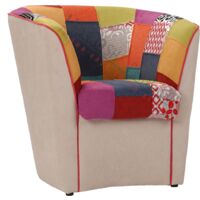 Poltrona in tessuto valentina BEIGE e seduta in patchwork