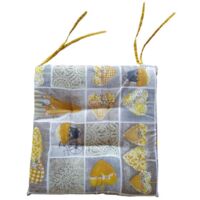 Cuscino Coprisedia 4 PUNTI imbottito con laccetti COUNTRY giallo 2 pezzi