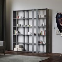 Libreria con 6 ripiani in legno Cemento 178x204h cm - KATO B
