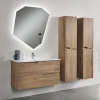 Mobile da bagno sospeso base 100 BORA moderno a 2 cassetti con lavabo ROVERE NODI