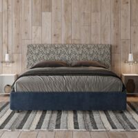 Letto matrimoniale contenitore imbottito 160x210 tessuto Era 9 blu Arla