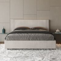 Letto matrimoniale senza rete imbottito 160x190 tessuto Labirinto 1 bianco Rosal