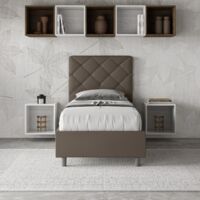 Letto singolo senza rete imbottito 80x210 similpelle cappuccino Priya