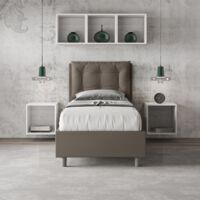 Letto singolo con rete imbottito 80x190 similpelle cappuccino Annalisa