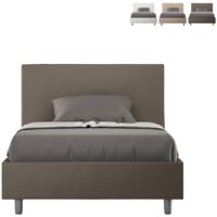 Letto una piazza e mezza con rete imbottito 120x190 similpelle cappuccino Adele