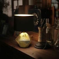 Aigostar LAMPADA DA TAVOLO LUME COMODINO MODERNA BASE IN METALLO PARALUME IN STOFFA 