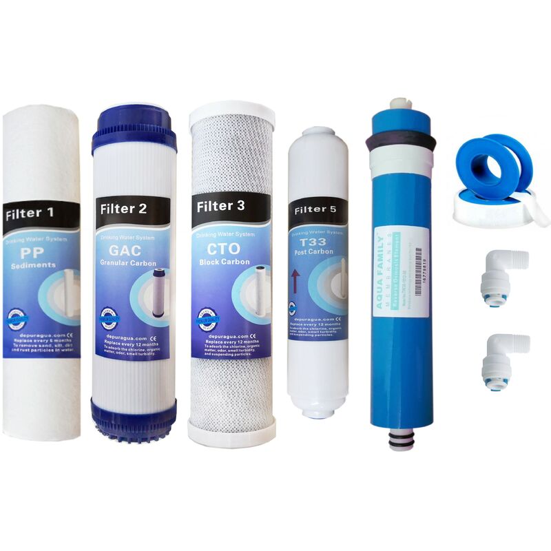 Pack de filtros compatible con equipos de ósmosis inversa de 5