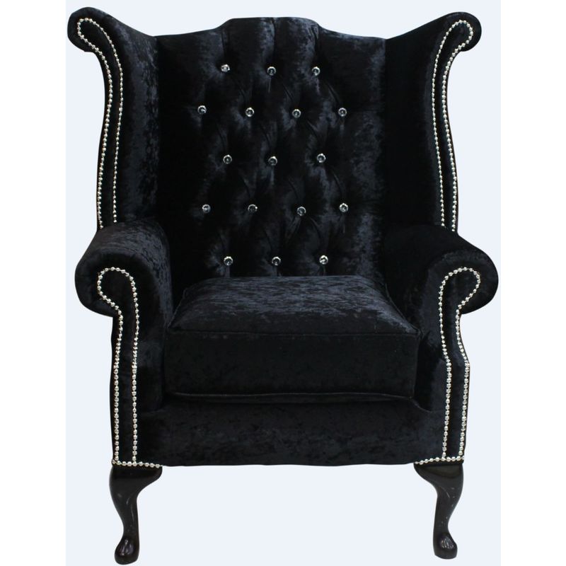 Black velvet chesterfield discount chair