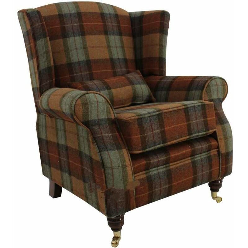 orange check armchair