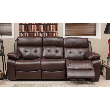 Belmont Reclining 3 Seater Leather Look Fabric Sofa Available In Black, Brown And Burgandy