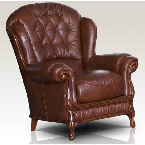 Jupiter Range Genuine Italian Sofa Armchair Tabak Brown Leather