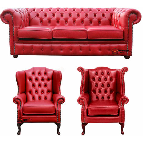 Red leather chesterfield online chair