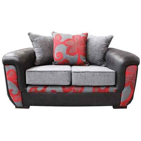 Julia 2 Seater Fabric Sofa Upholstered In Charcoal Red
